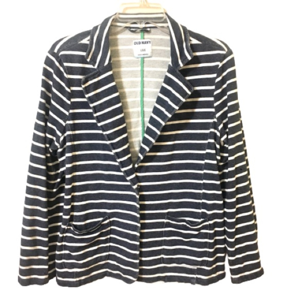 COPY - Old Navy - Navy Blue/White Striped Blazer - Large